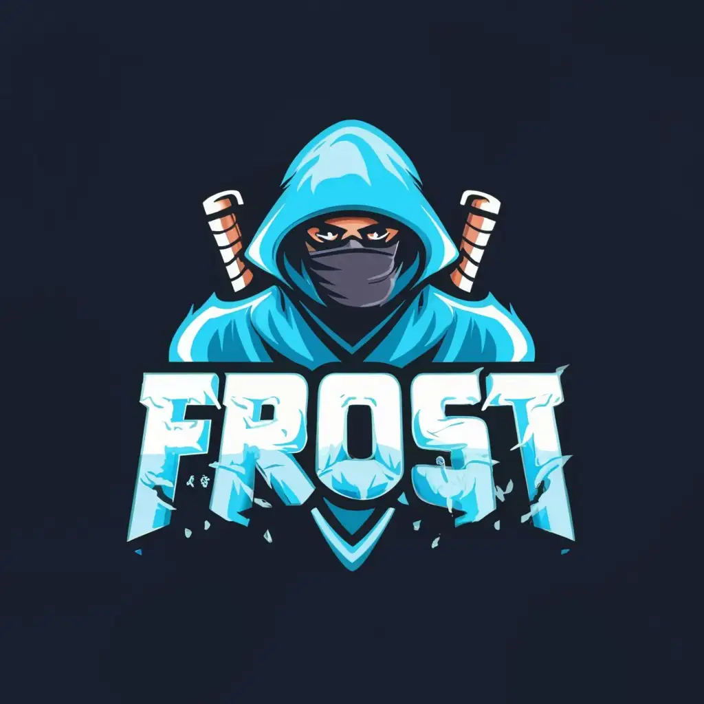LOGO-Design-for-Frost-Frozen-Ninja-Emblem-in-Dark-Blue-Scarf