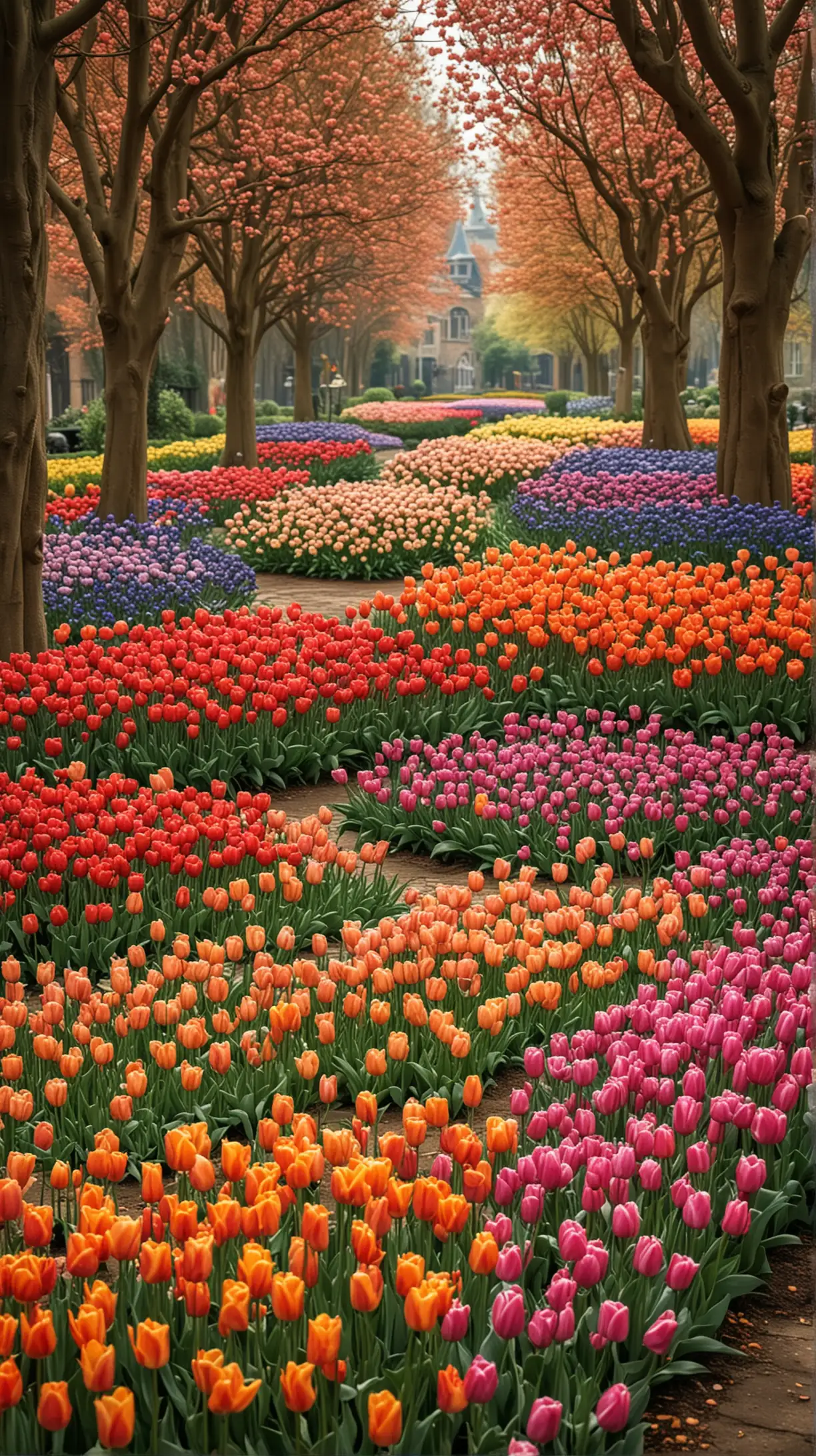 Make stunning place with loads of tulips flowers, make this place magical and real, gorgeous colours and 4k quality picture