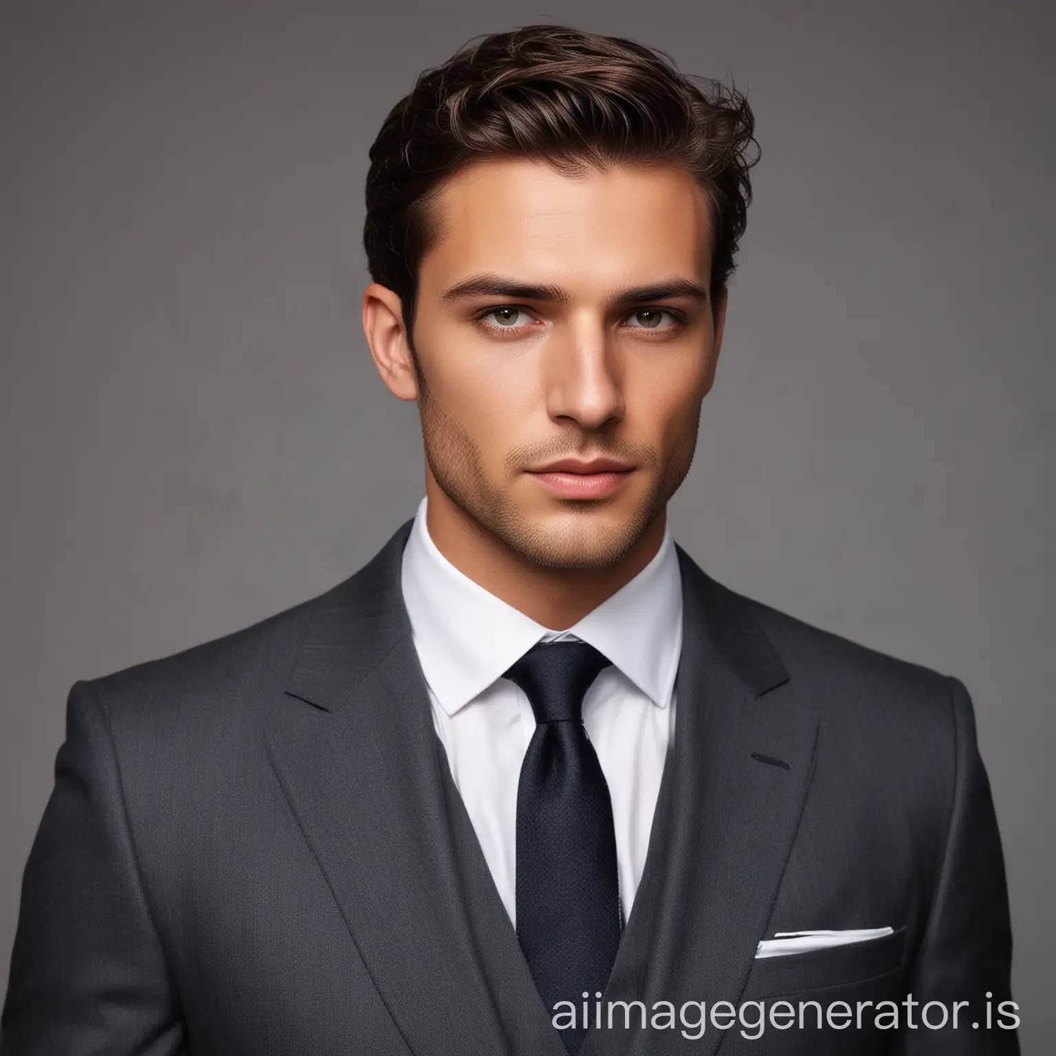 Generate a realistic picture of a men looking like a model dressed in a professional suit