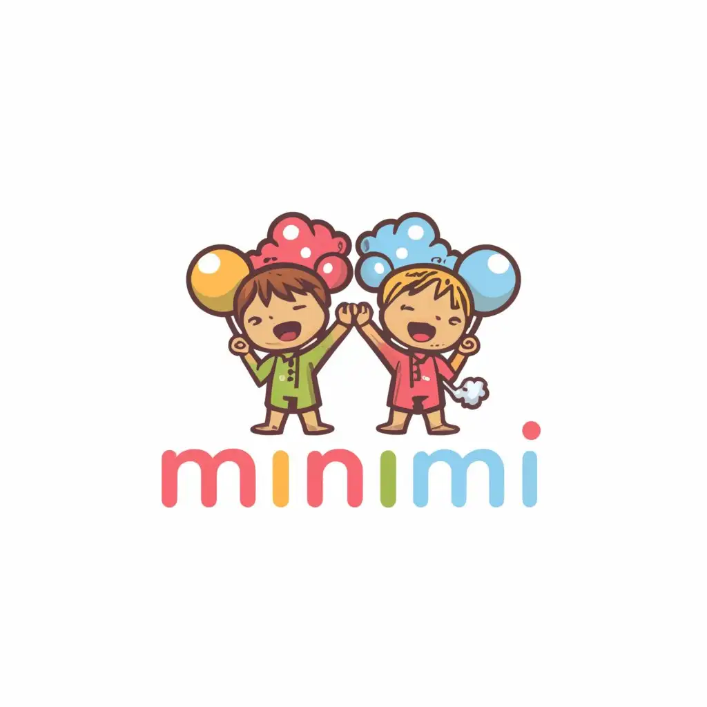 a logo design,with the text "MiniMi", main symbol:children with balloons and cotton candy,Moderate,be used in Retail industry,clear background