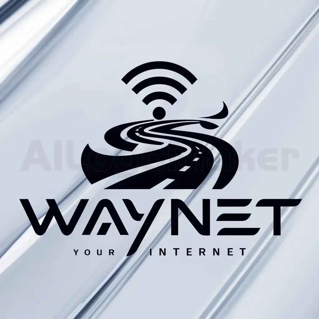 a logo design,with the text "WayNet", main symbol:a way or a road with a wifi on top,complex,be used in Internet industry,clear background