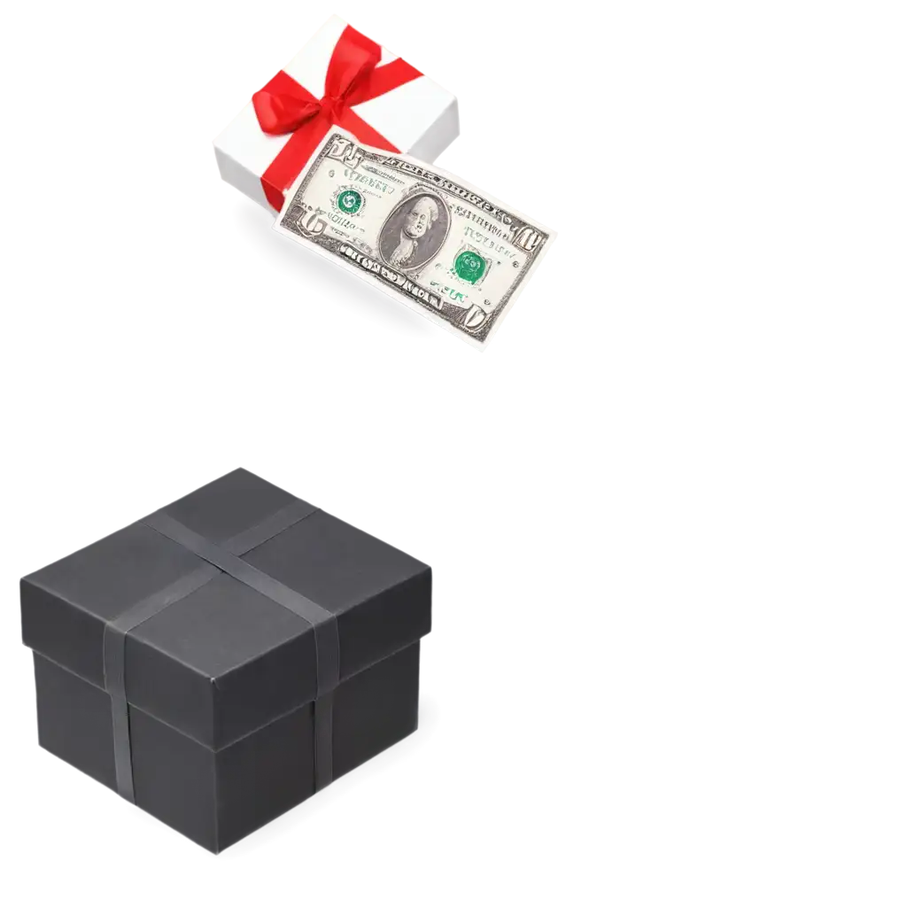 HighQuality-PNG-Image-of-Money-Above-Gift-Box-AIGenerated-Art-Prompt