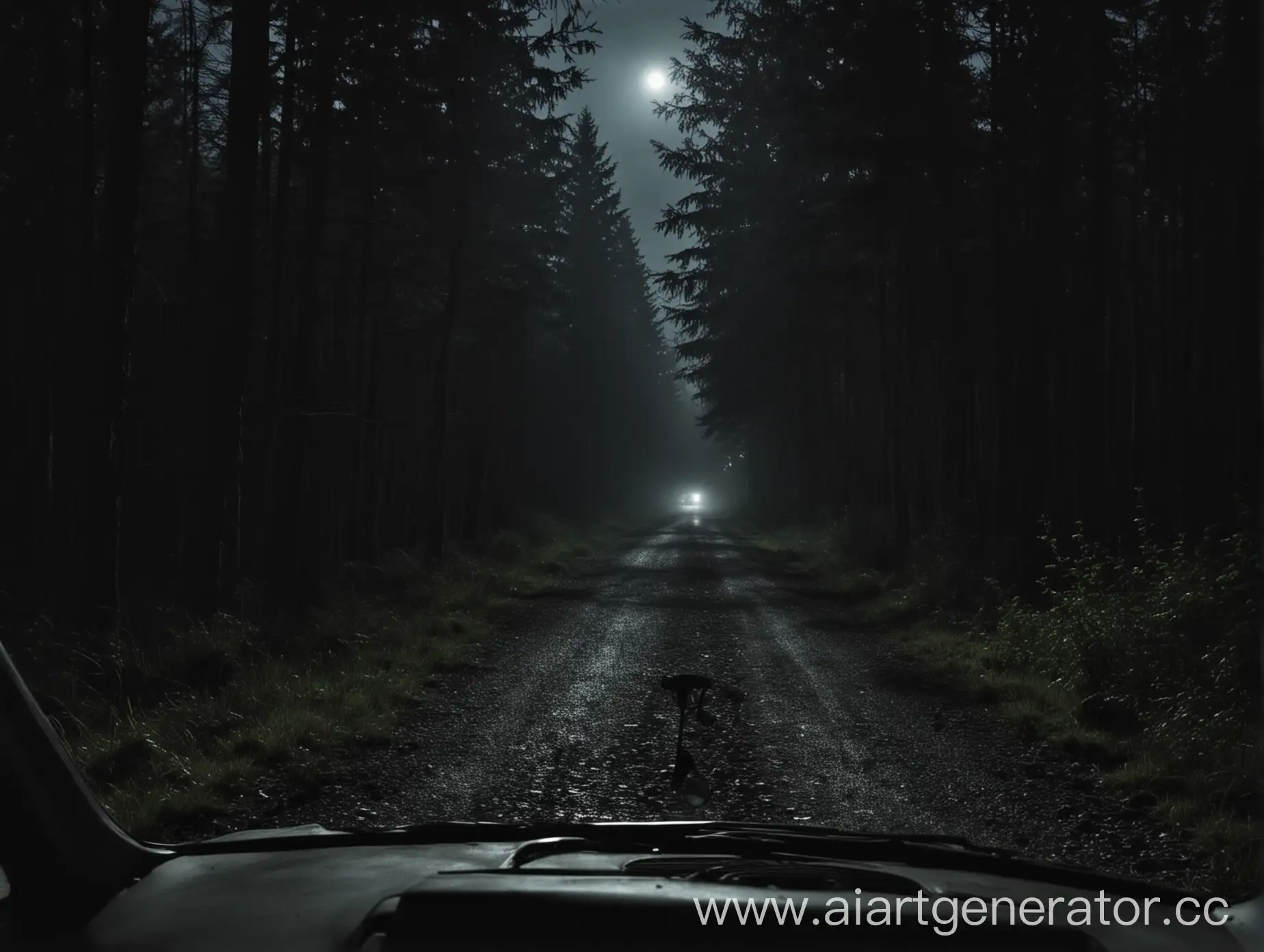 Night-Drive-Through-Dark-Forest-with-Car-Headlights