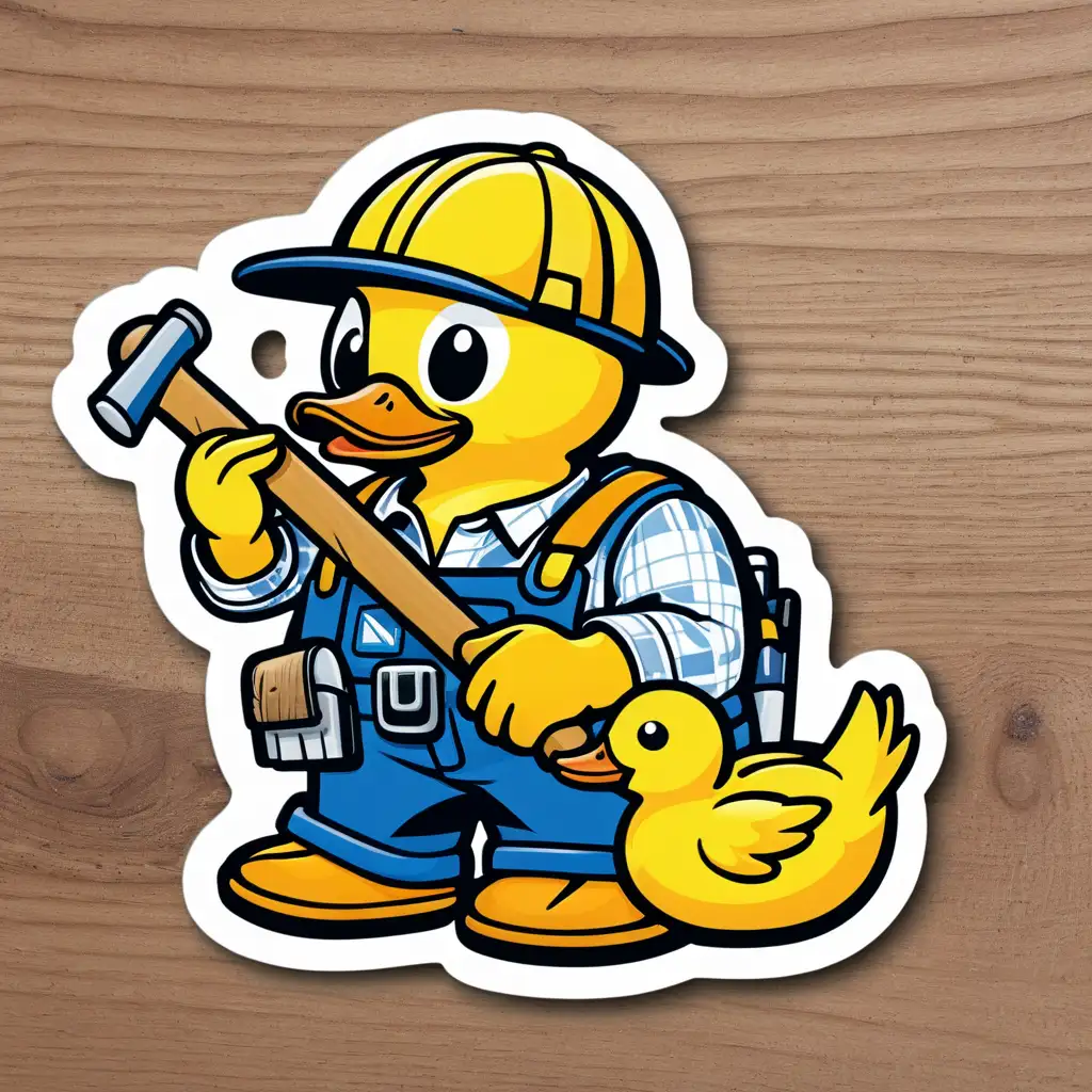 Colorful Rubber Duck Construction Sticker for Carpenters