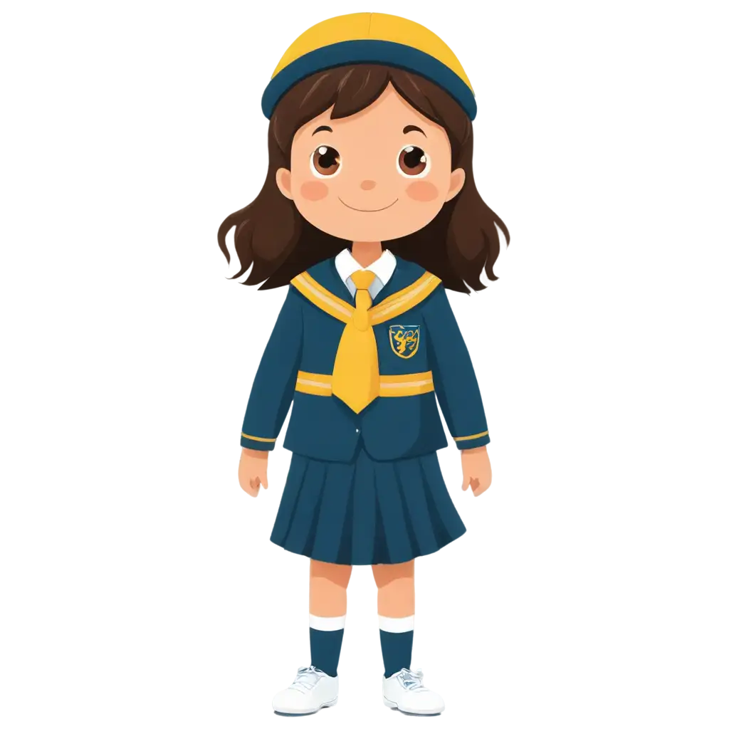 HighQuality-PNG-Cartoon-Cheerful-Child-in-School-Uniform-Illustration