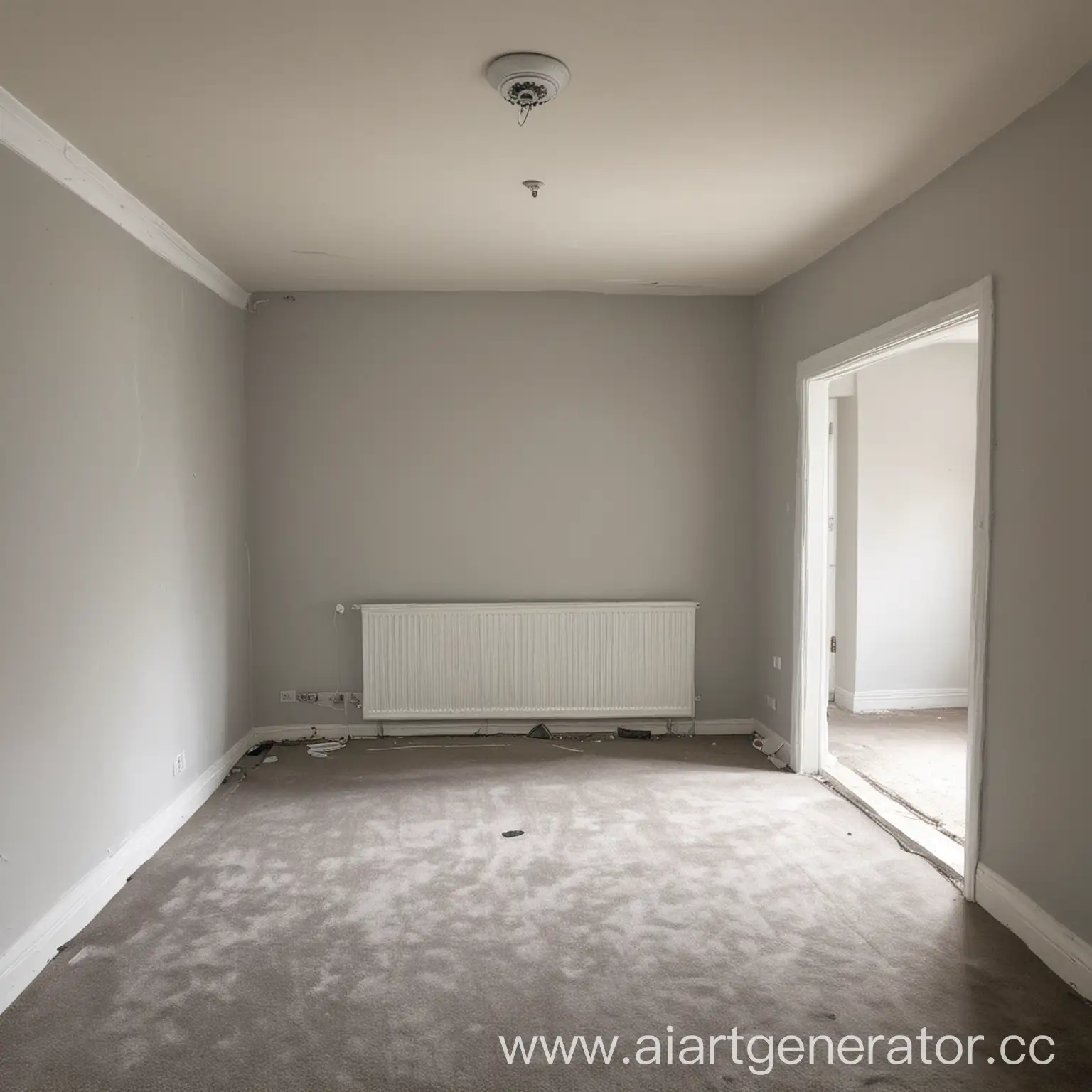 Empty-Room-with-Window-and-Door-Gray-and-White-Color-Scheme-Stretch-Ceiling-and-Builtin-Lights
