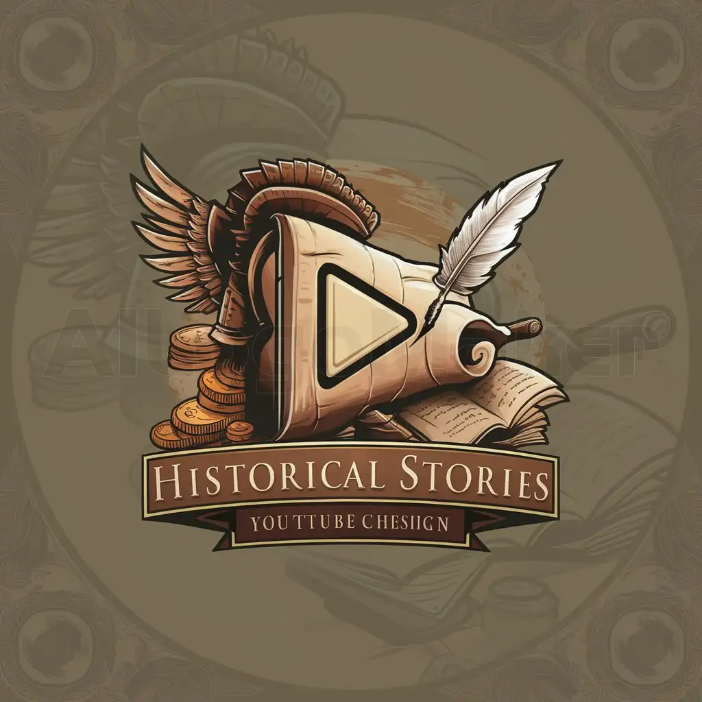 LOGO-Design-For-Historical-Stories-Timeless-Font-with-an-Ancient-Scroll-Emblem