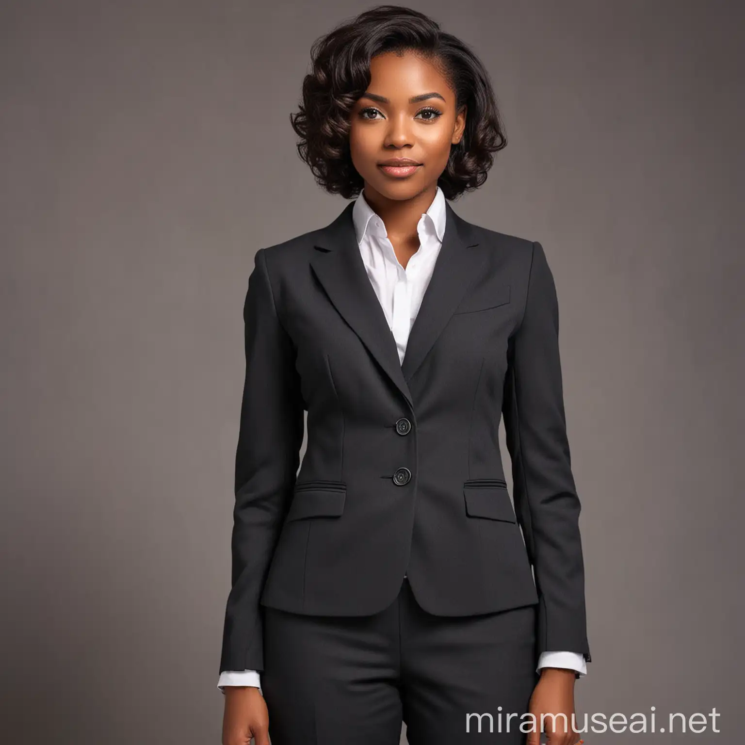 generate a photo of a professional black lady in suit