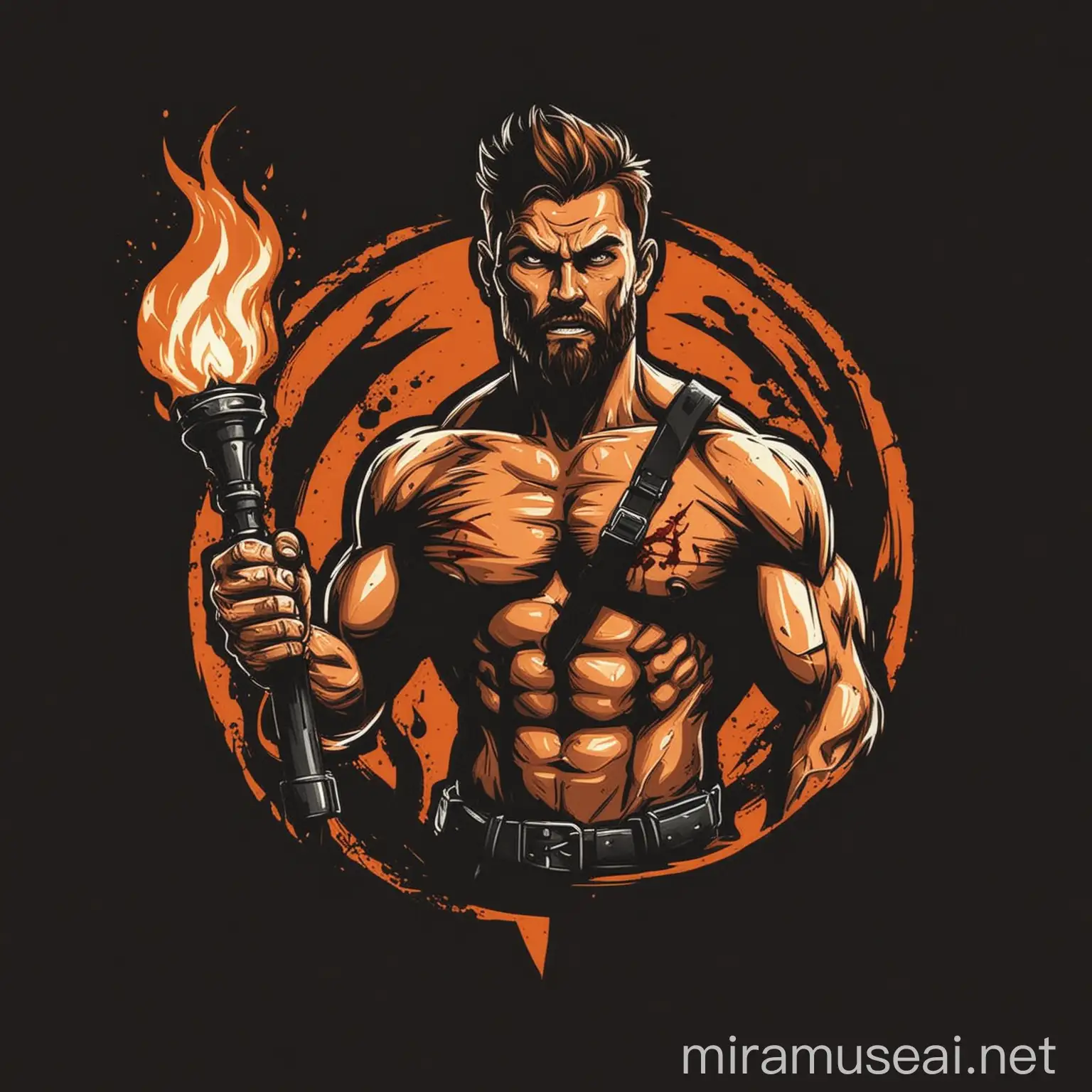 Dominant Man Logo Holding a Torch