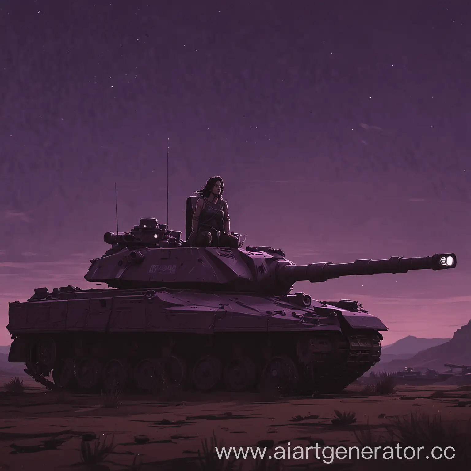 Sheridan-Tank-in-Twilight-Dark-Purple-Setting-with-Character