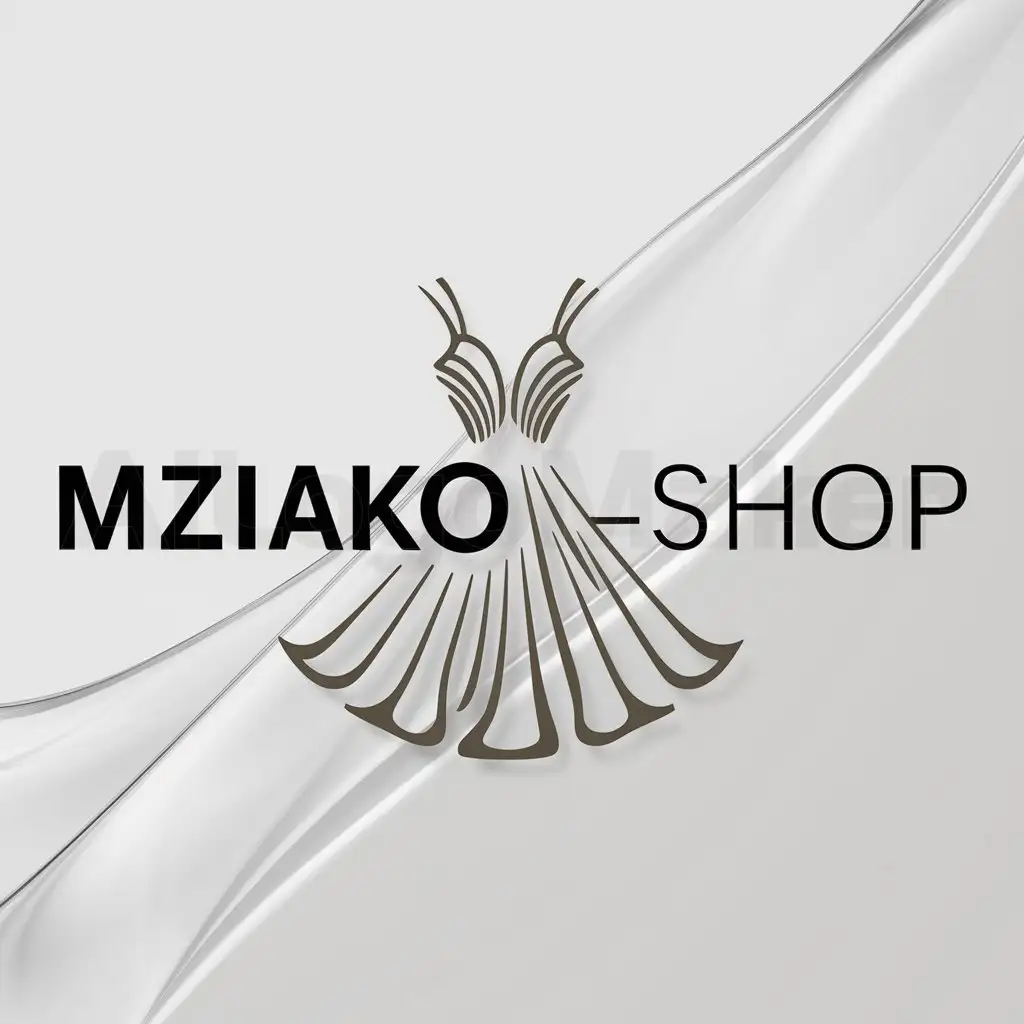a logo design,with the text "MZIAKO_SHOP", main symbol:Dress ,complex,clear background
