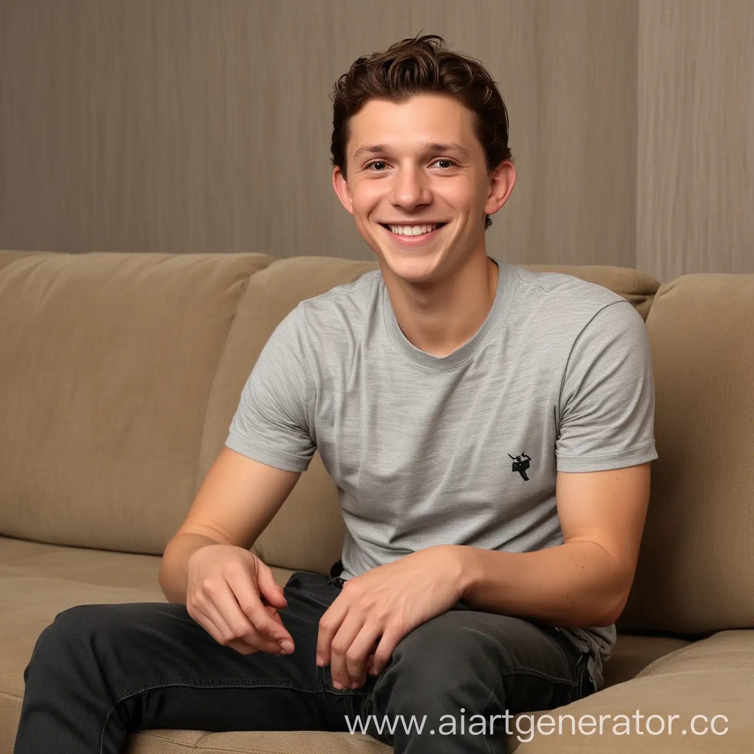 Actor-Tom-Holland-Relaxing-on-a-Couch-with-a-Cheerful-Smile