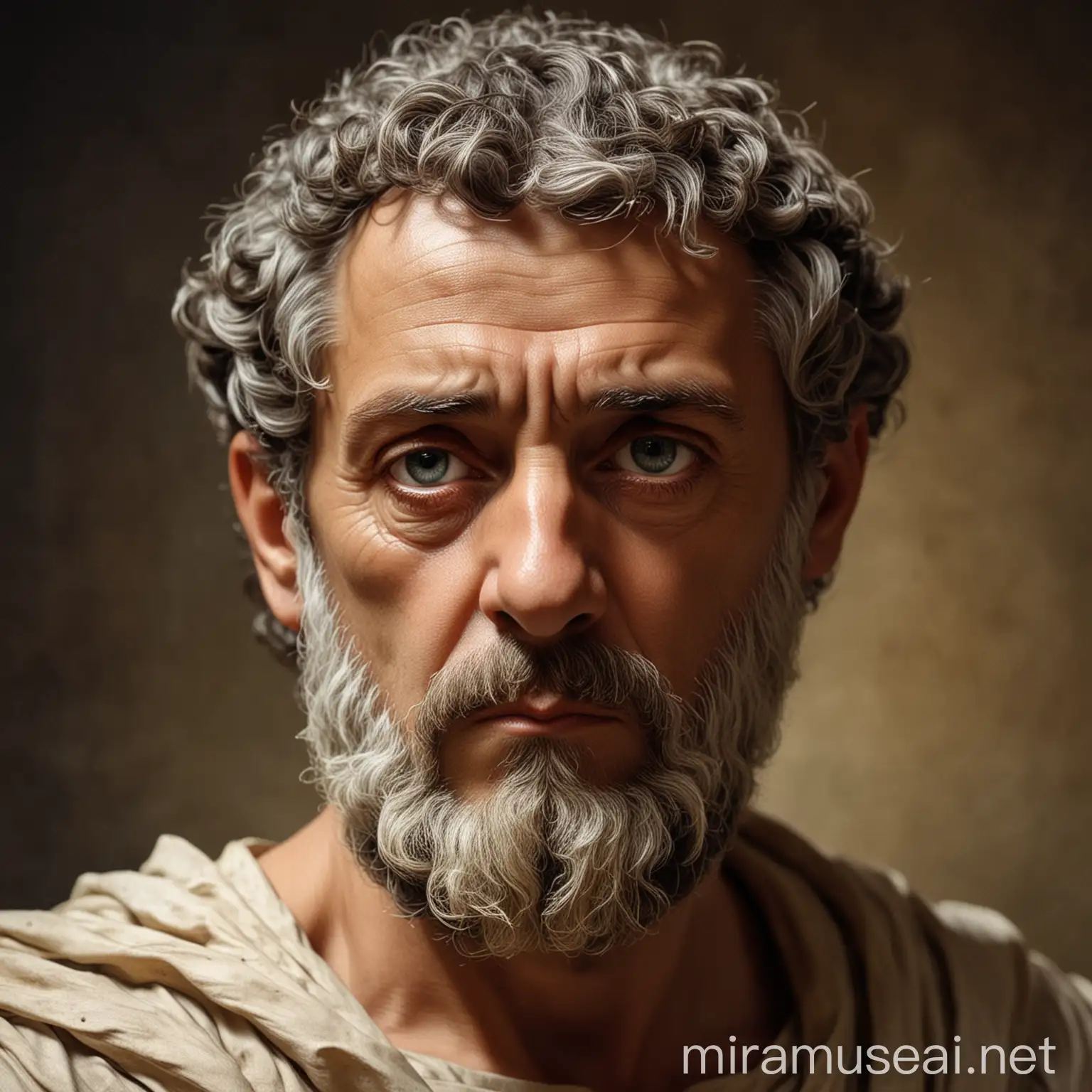 Stoic Philosopher Portrait with Straightforward Gaze