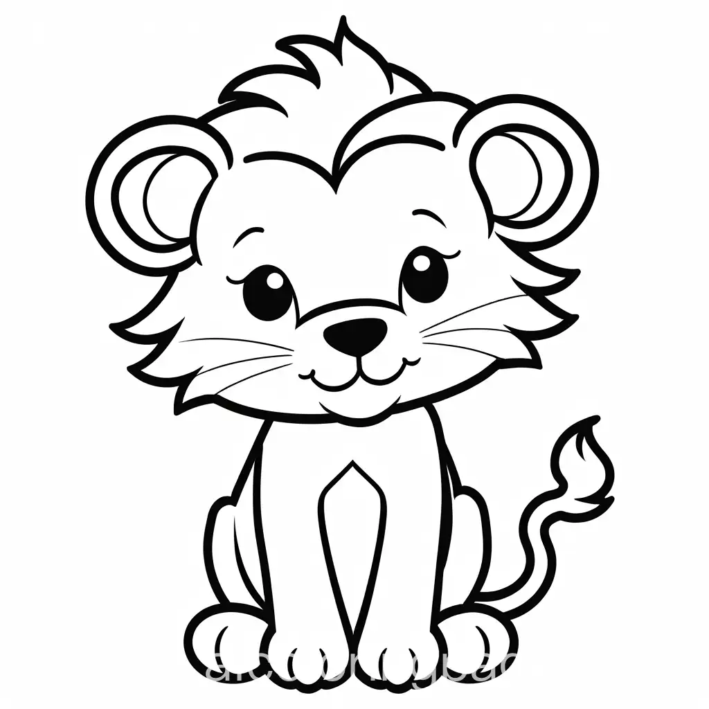 Smiling-Cute-Lion-Coloring-Page-for-Children