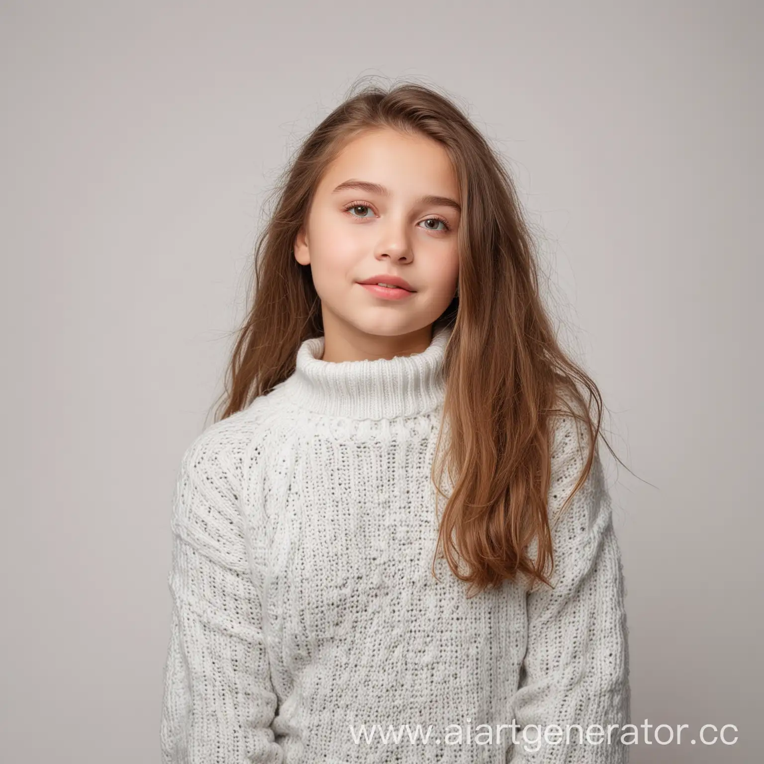 Adolescent-Girl-in-Sweater-on-Clean-White-Background