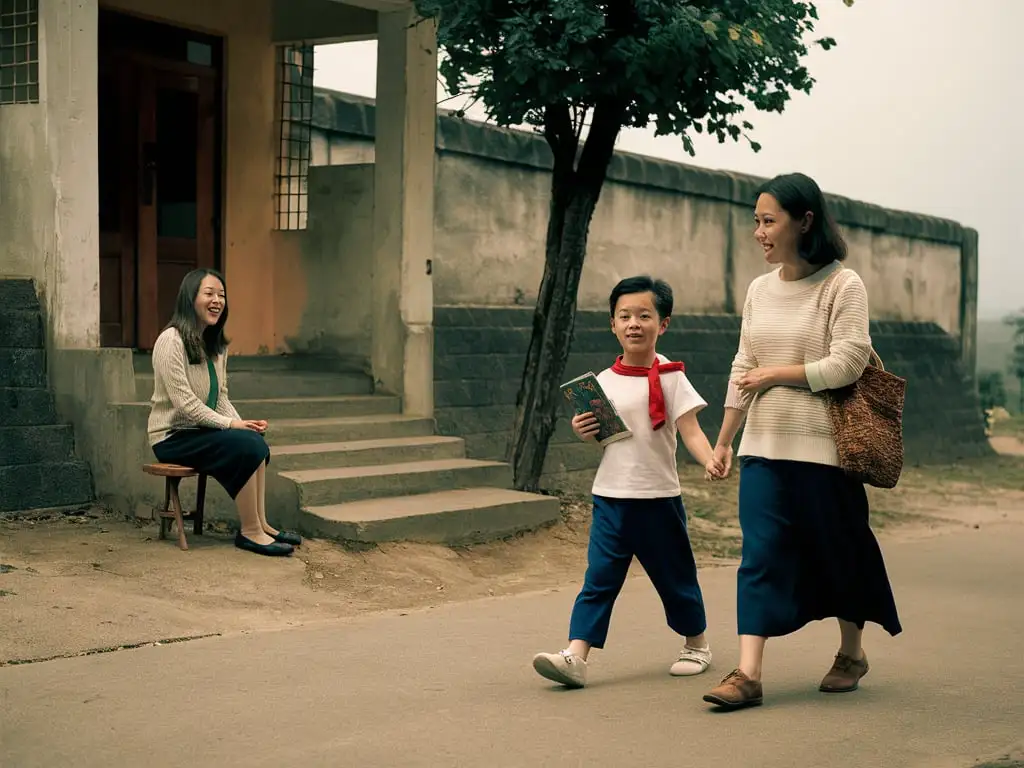 Childhood-Reunion-at-Kindergarten-Gate-with-Mom-and-Teacher-in-1974-China