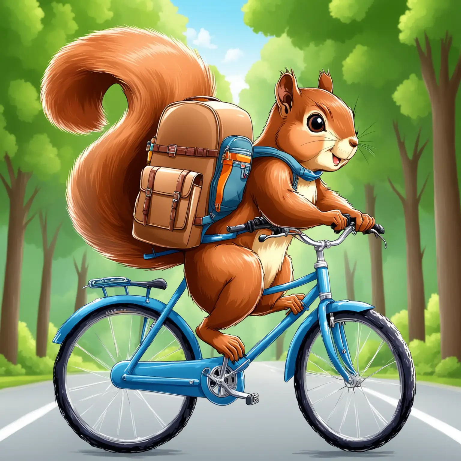 Squirrel-Riding-Bicycle-with-Backpack