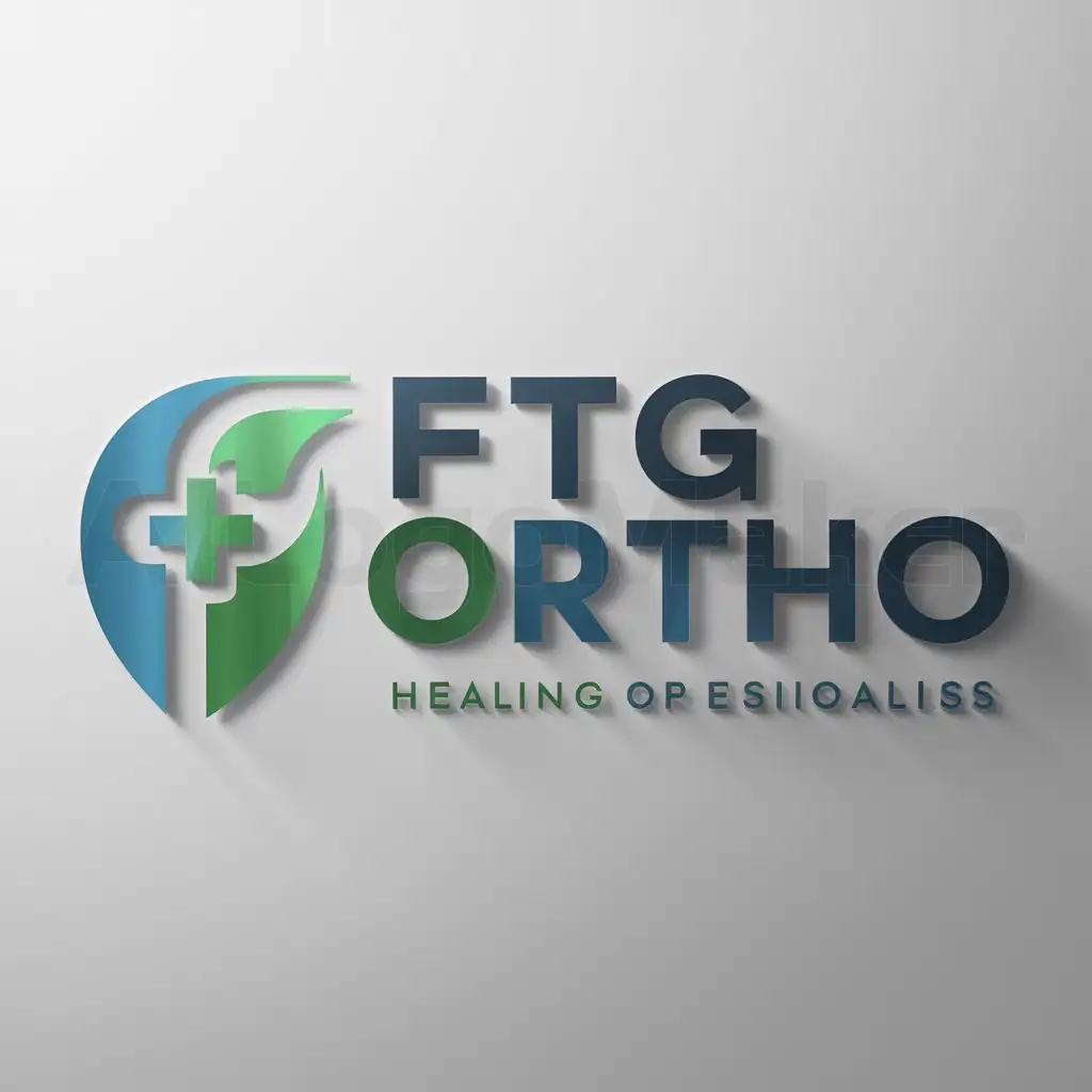 a logo design,with the text "FTG Ortho", main symbol:I'm in need of a new logo for my orthopedic company, FTG Ortho. FTG stands for Fix Train GonWe are an Orthopedic Surgical Private Practice in South Florida with over 30 years of combined experience. All our surgeons are Board Certified. We do sports medicine as well as biologics.nnKey Requirements:n- Logo should be modern and professionaln- Incorporate blue and green (open to other colors as well)n- Reflect innovation and freshnessn- Keep it simple and stylishnnIdeal Skills:n- Experience in modern and professional logo designn- Strong understanding of color theoryn- Ability to balance simplicity and stylennIf you have a portfolio that showcases your ability to create modern and professional logos, I'd love to see it.nLooking forward to working with a talented designer who understands our brand vision.,Moderate,clear background