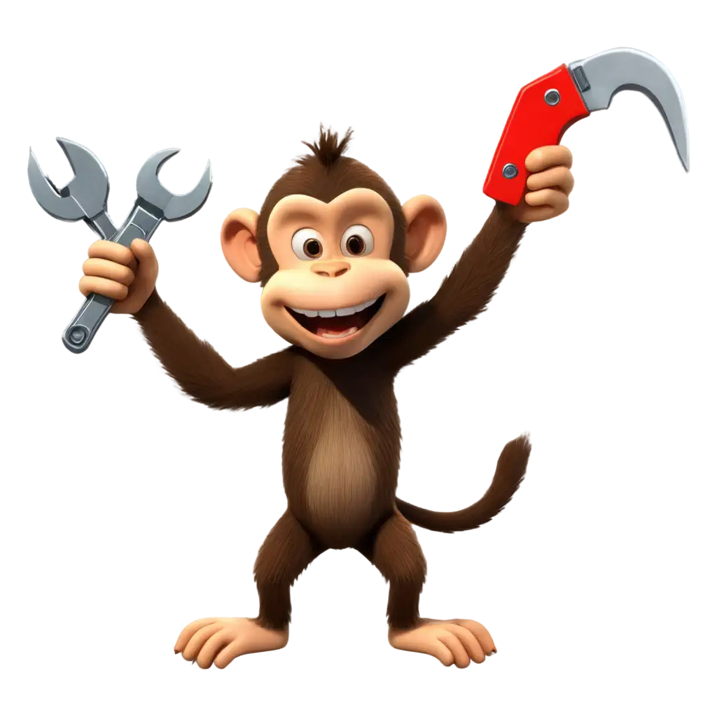 cartoon monkey with tools