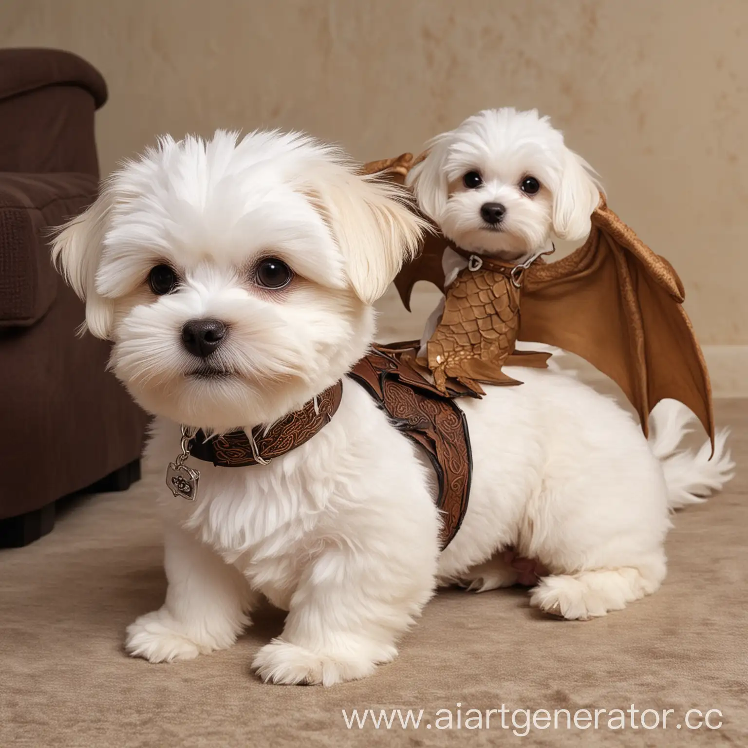 Dragon-and-Maltese-Brown-in-One-Mythical-Creature-with-Dual-Colors