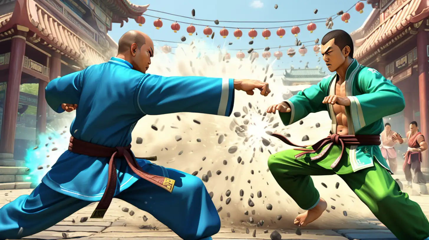Android Kung Fu Fighting Game Intense Street Battle in Temple Area