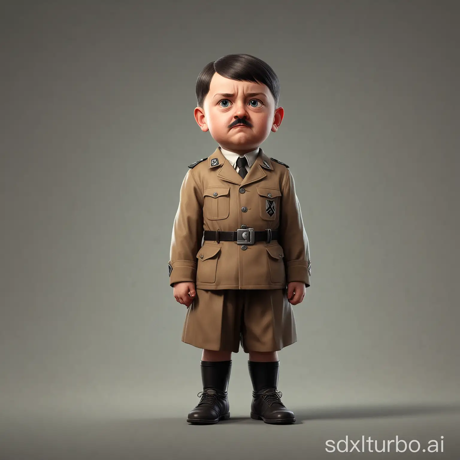 Little child hitler, game character, stands at full height