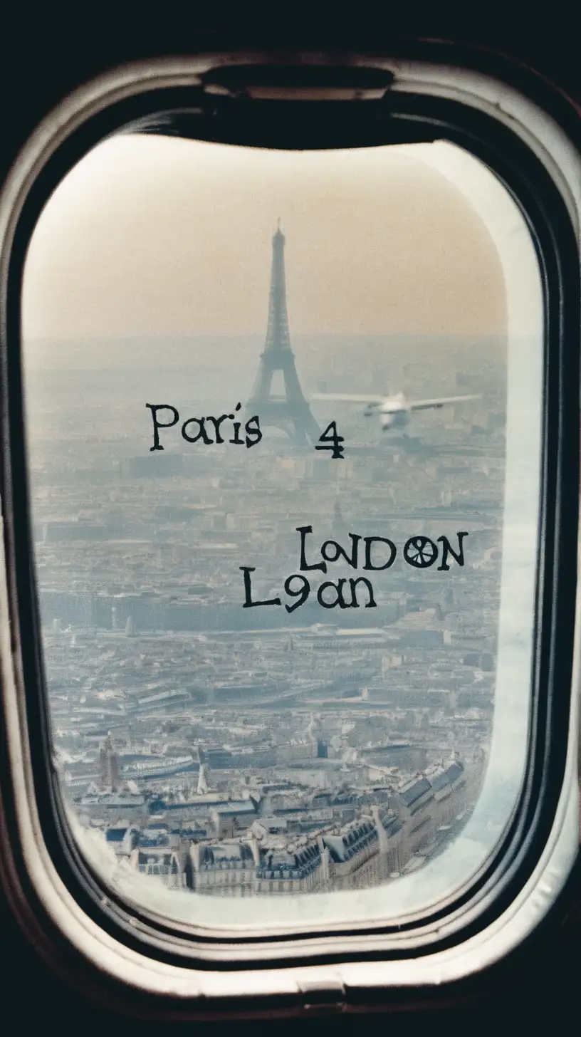 Vintage Airplane Window View from Paris to London in 1984