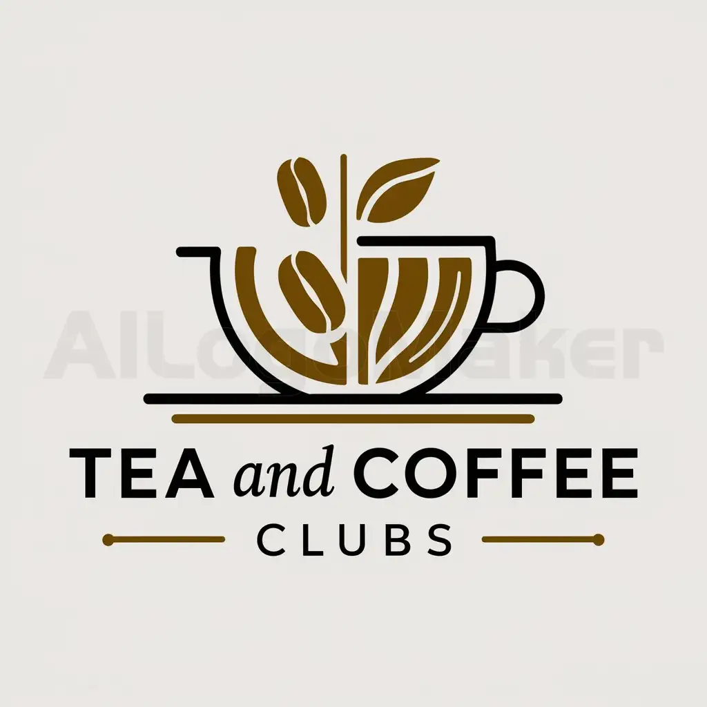 LOGO-Design-For-Tea-and-Coffee-Clubs-Blend-of-Coffee-Beans-and-Tea-Leaves-on-Clear-Background
