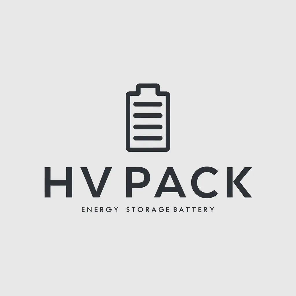 a logo design,with the text "HVPACK", main symbol:Energy storage battery,Minimalistic,clear background