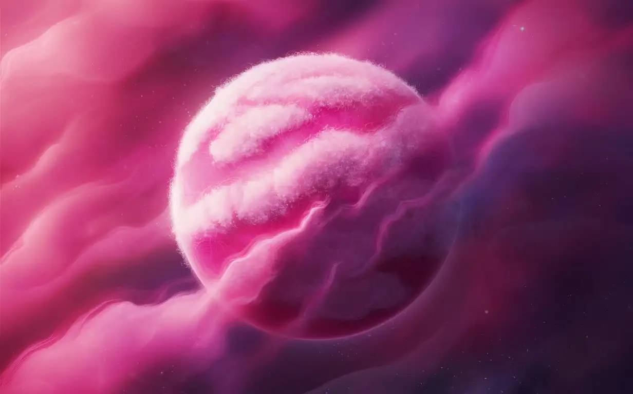 pink planet with fluffy surface --v 6.0