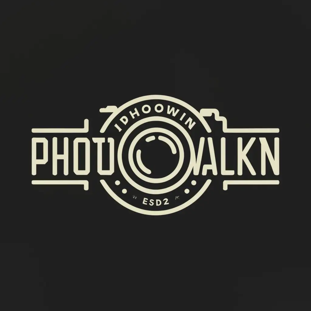 a logo design,with the text "PHOTOWALKIN", main symbol:Camera photo,Moderate,clear background