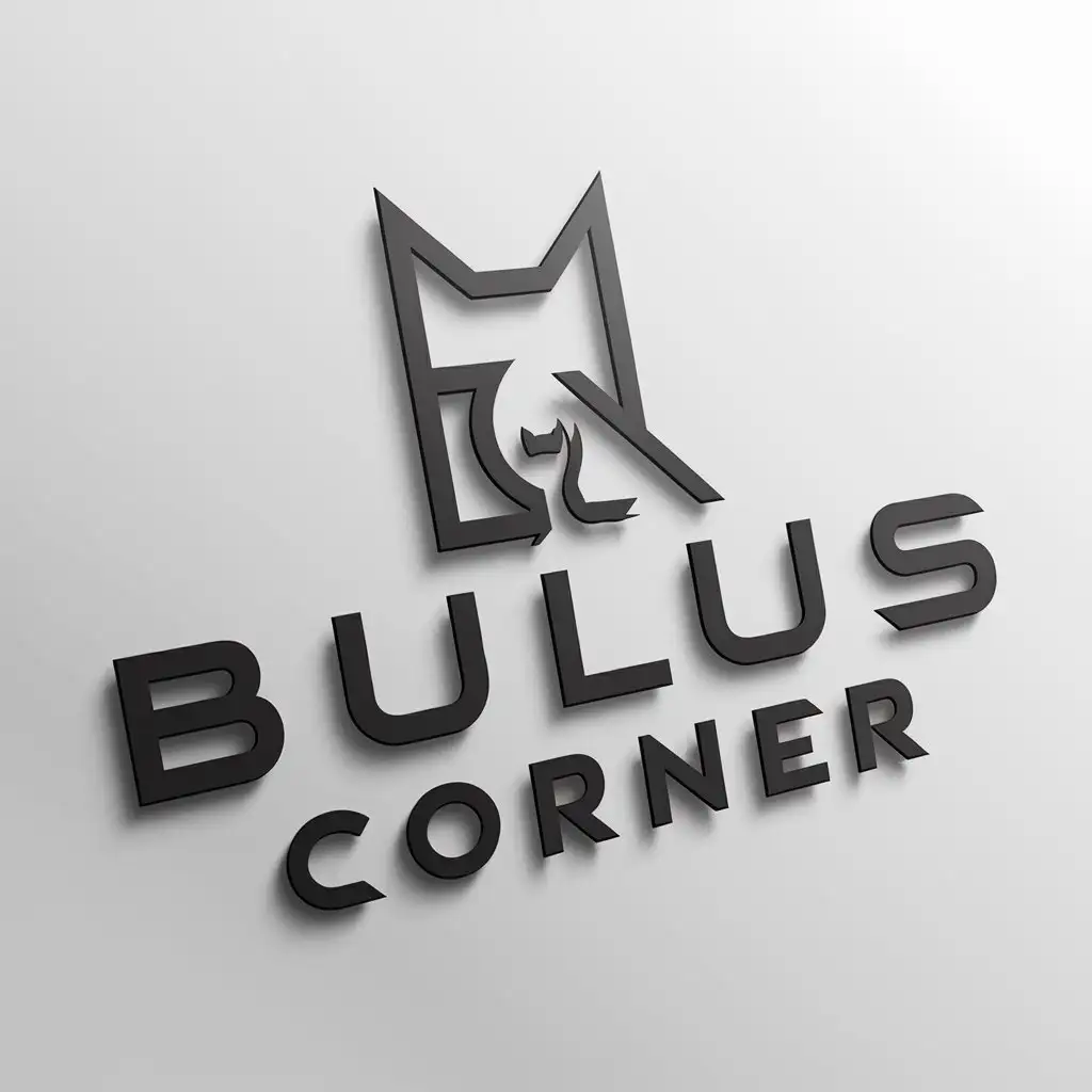 a logo design,with the text "BULUS CORNER", main symbol:CAT, KITTEN,complex,be used in Animals Pets industry,clear background