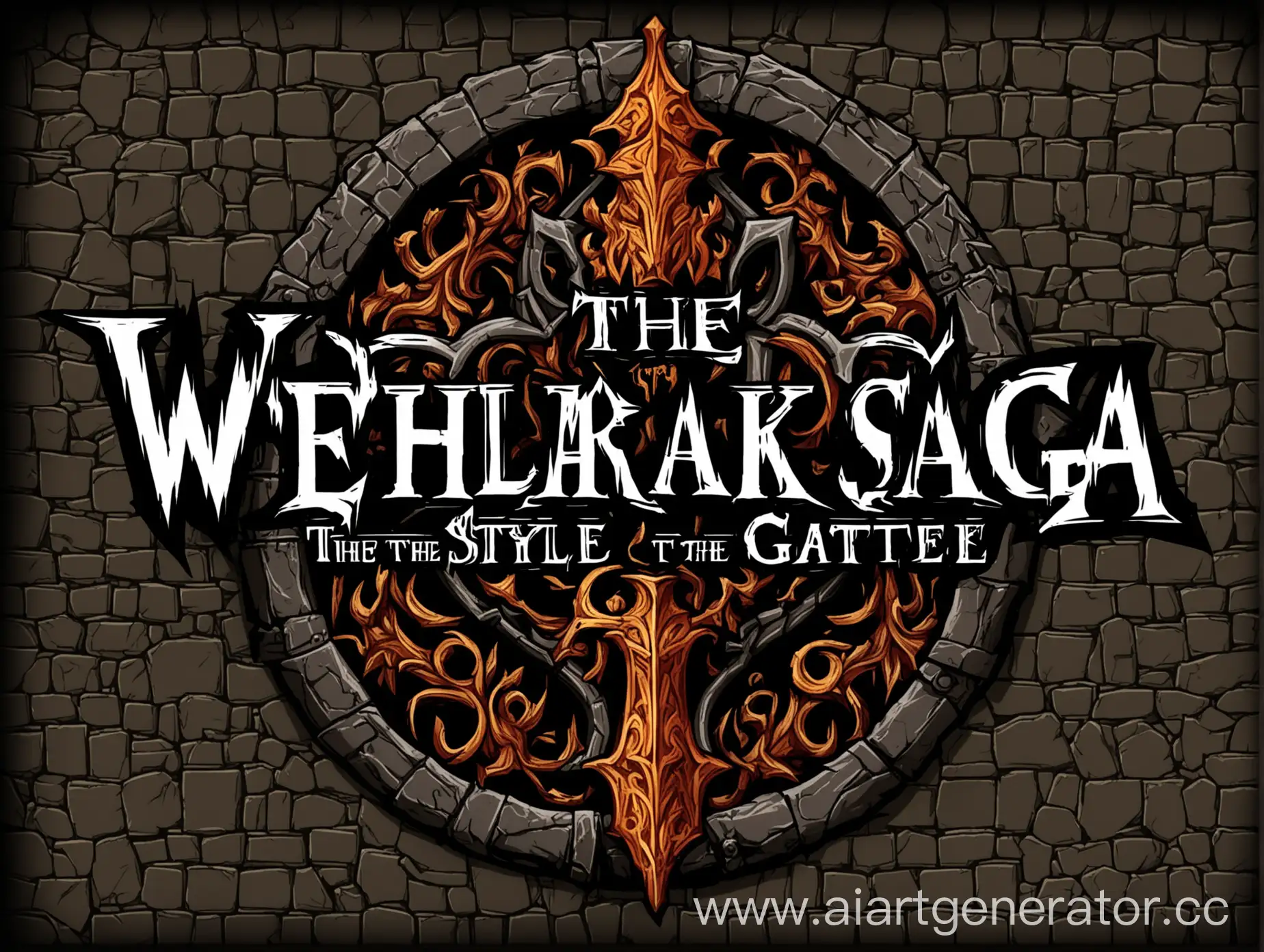 Логотип игры под название The Wehlrak Saga в стиле Baldurs Gate