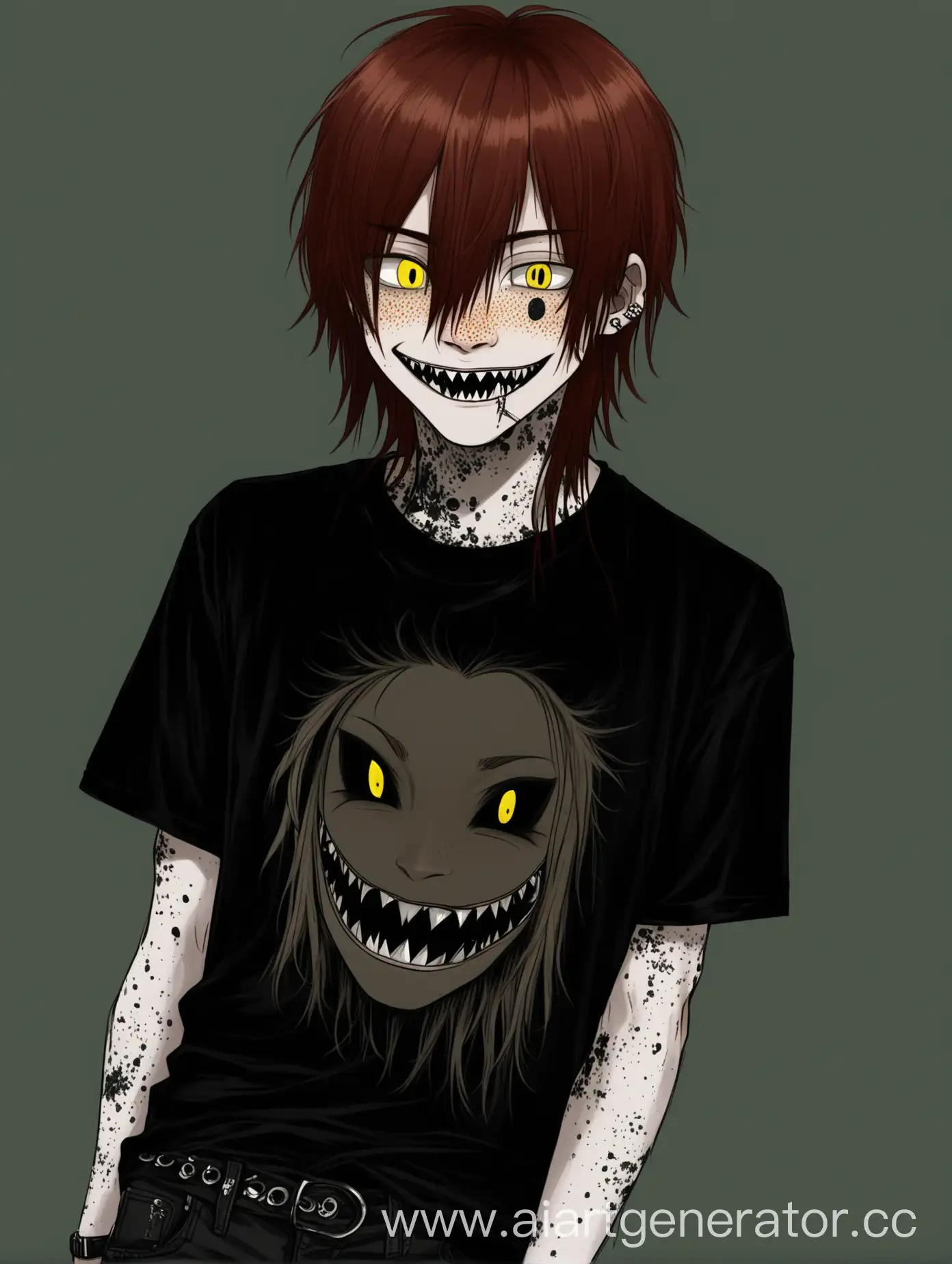 Emo-Guy-with-Fangs-Smiling-Amidst-Chamomile