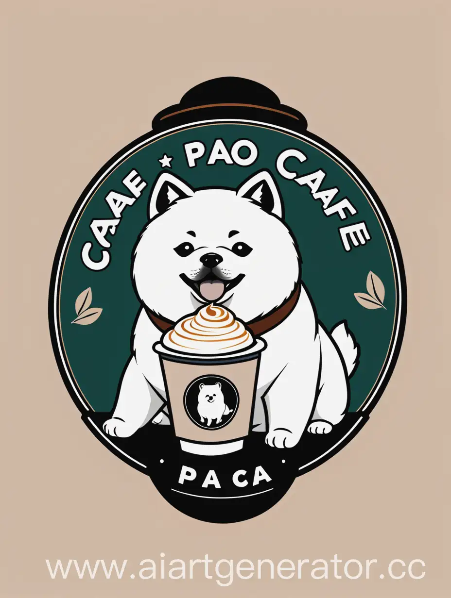 Cute-Akita-Dog-with-Pao-Pao-Logo-in-Caf-Setting