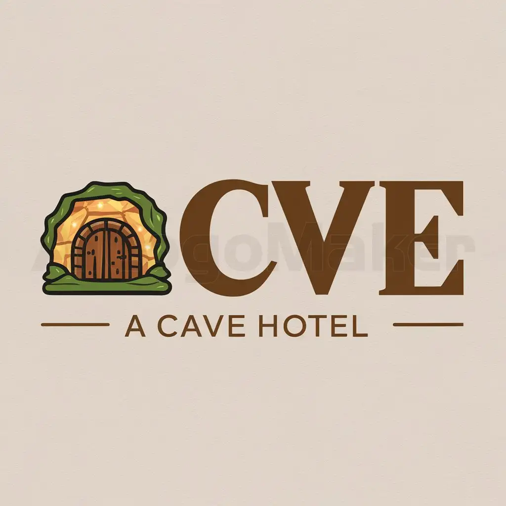 a logo design,with the text "Cave", main symbol:It's a cave hotel,Moderate,clear background
