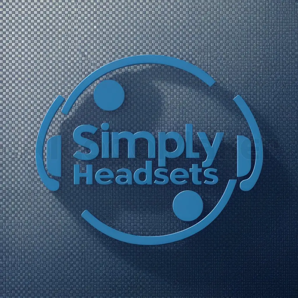 a logo design,with the text "Simply Headsets", main symbol:a logo design,with the text 'Simply Headsets', main symbol: Simply Headsets logo design, a headset surrounding the logo name, blue color, circle, no trademark symbol, transparent background, complex,be used in headset industry,clear background,Moderate,be used in headset industry,clear background