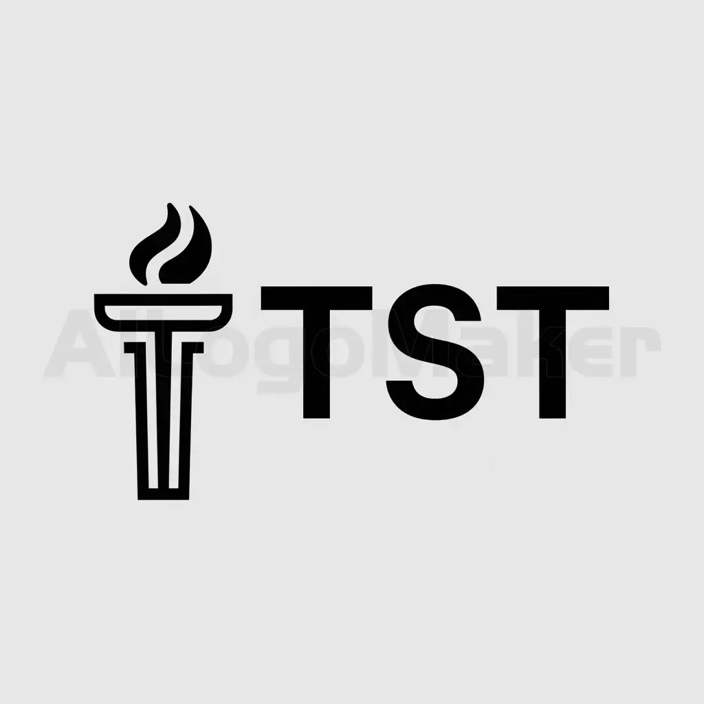 a logo design,with the text "TST", main symbol:A torch,Minimalistic,clear background