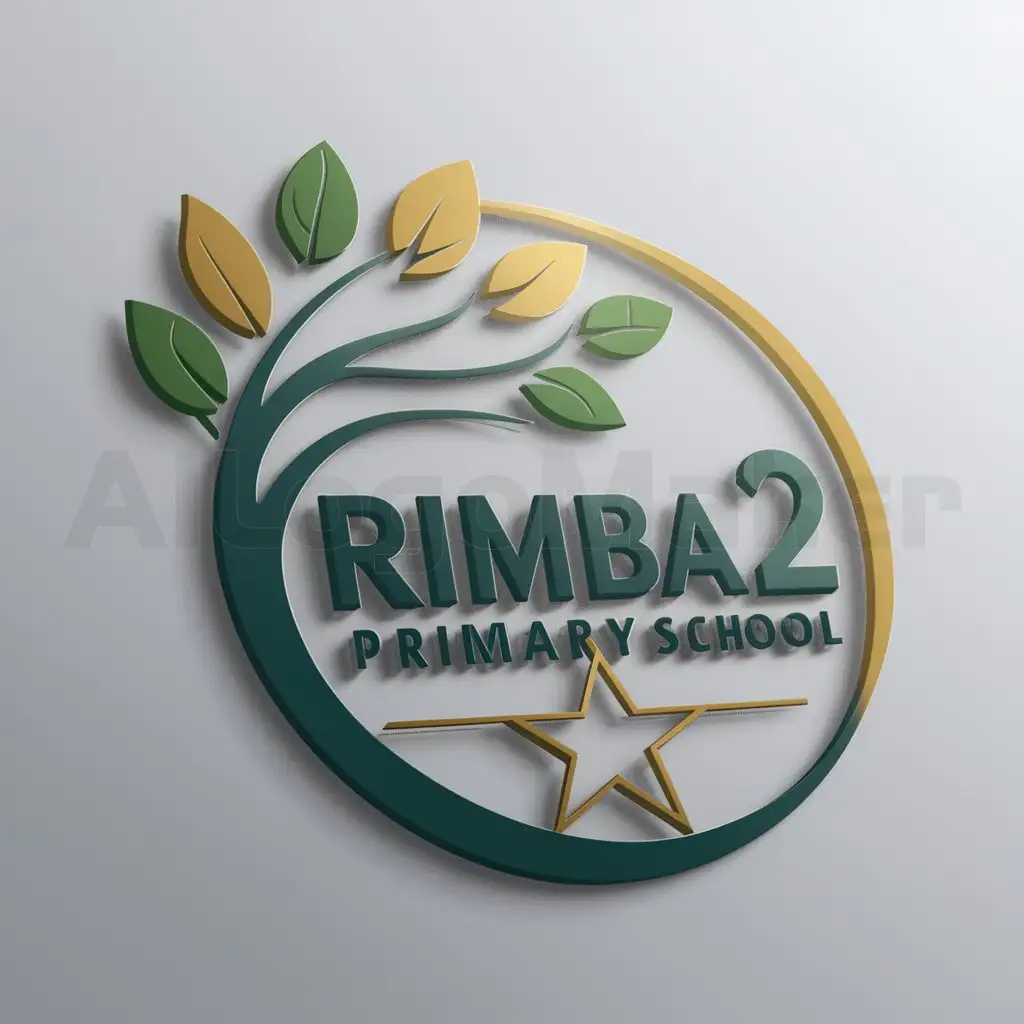 LOGO-Design-For-SR-RIMBA-II-Circular-Green-Gold-Emblem-with-Stylized-Tree-and-Star-Roots