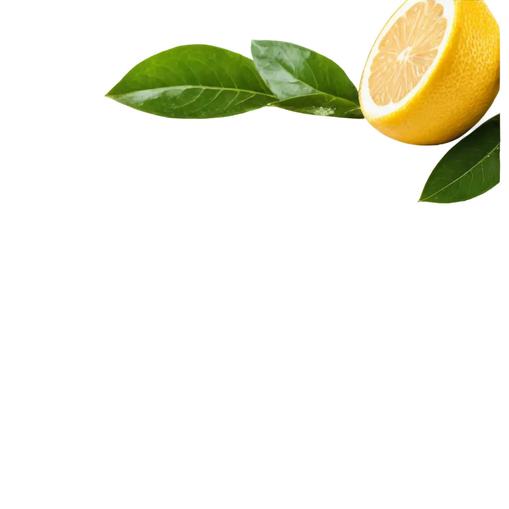 cutted lemon with leaves
