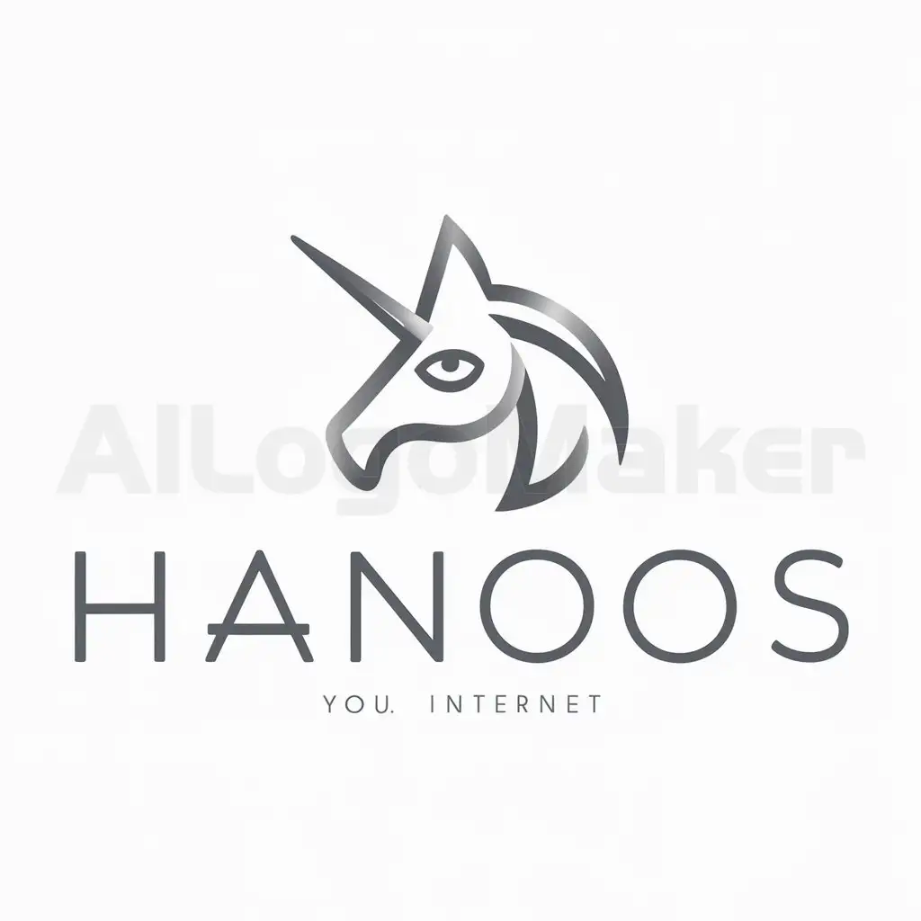 a logo design,with the text "hanoos", main symbol:unicorn, eye,Moderate,be used in Internet industry,clear background