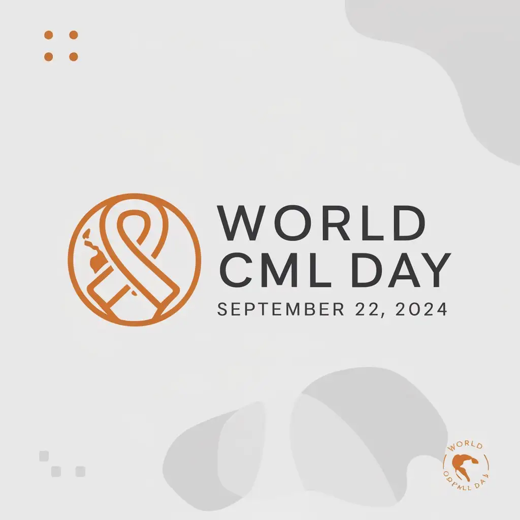 a logo design,with the text "World CML Day September 22, 2024", main symbol:World and leukemia awareness theme orange,Minimalistic,be used in Nonprofit industry,clear background