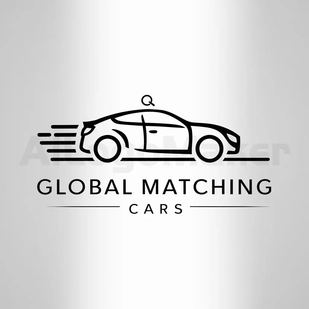 a logo design,with the text "GLOBAL MATCHING CARS", main symbol:a search loop on a car,Moderate,be used in Travel industry,clear background