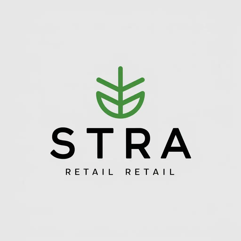 a logo design,with the text "stra", main symbol:green plant,Minimalistic,be used in Retail industry,clear background