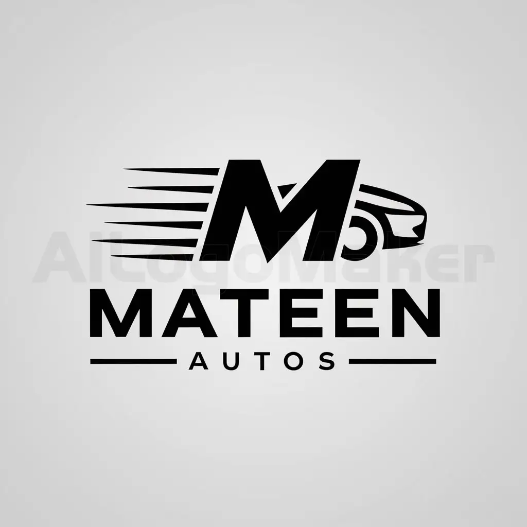 a logo design,with the text "MATEEN AUTOS", main symbol:M,Moderate,be used in MECHANICAL industry,clear background
