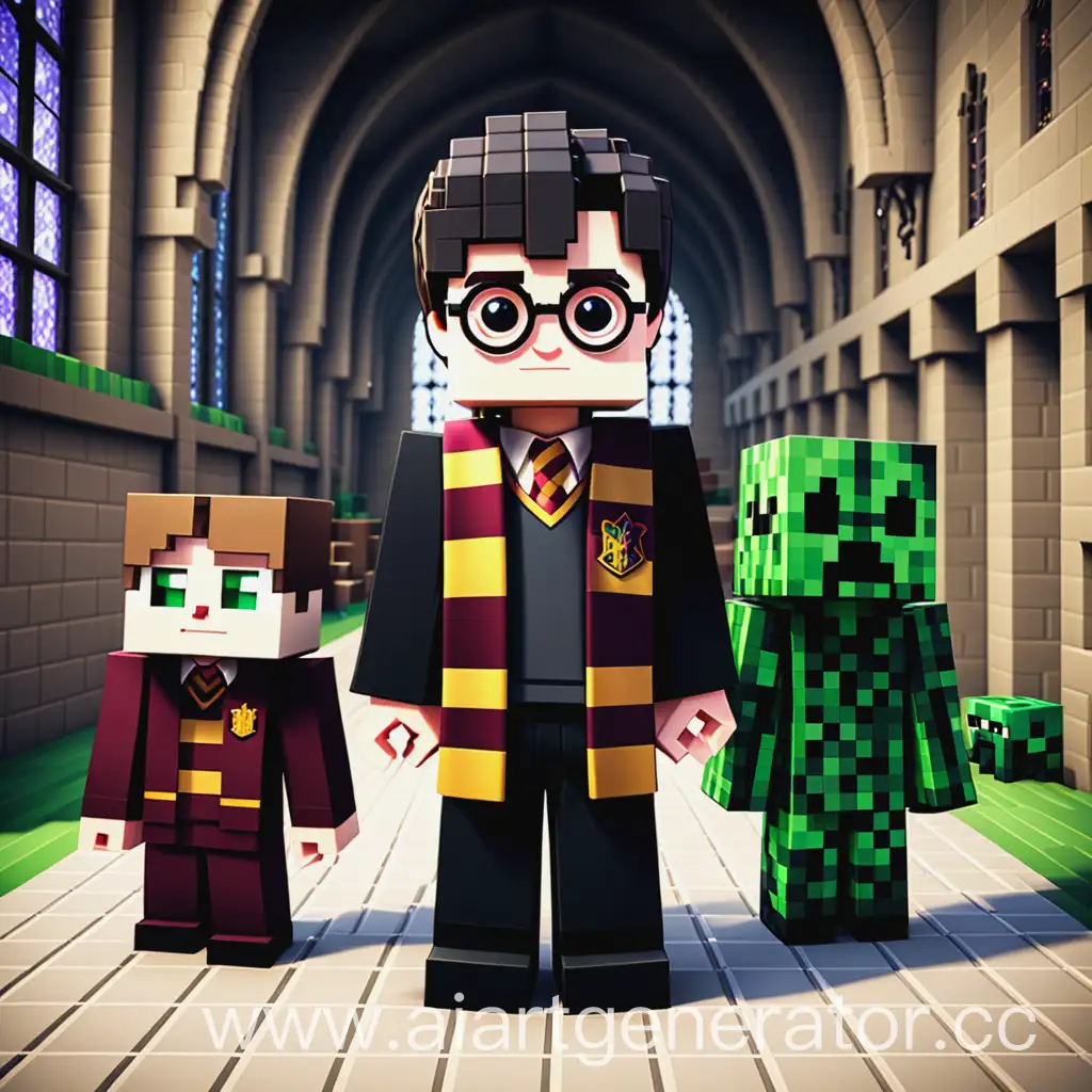 Harry-Potter-with-Creepers-from-Minecraft