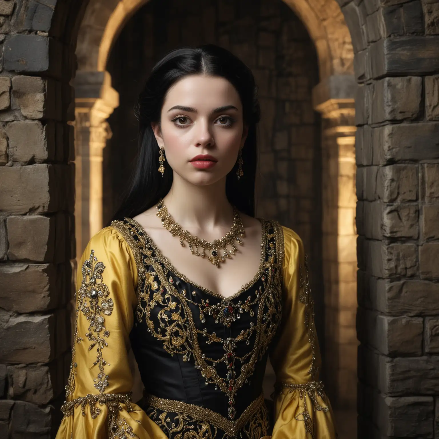 Elegant Renaissance Woman in JewelAdorned Gown