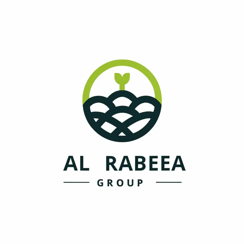a logo design,with the text "Al Rabeea Group", main symbol:Landscape,Green house, indoor farming,garden,Road verge and gardens,Minimalistic,be used in Construction industry,clear background