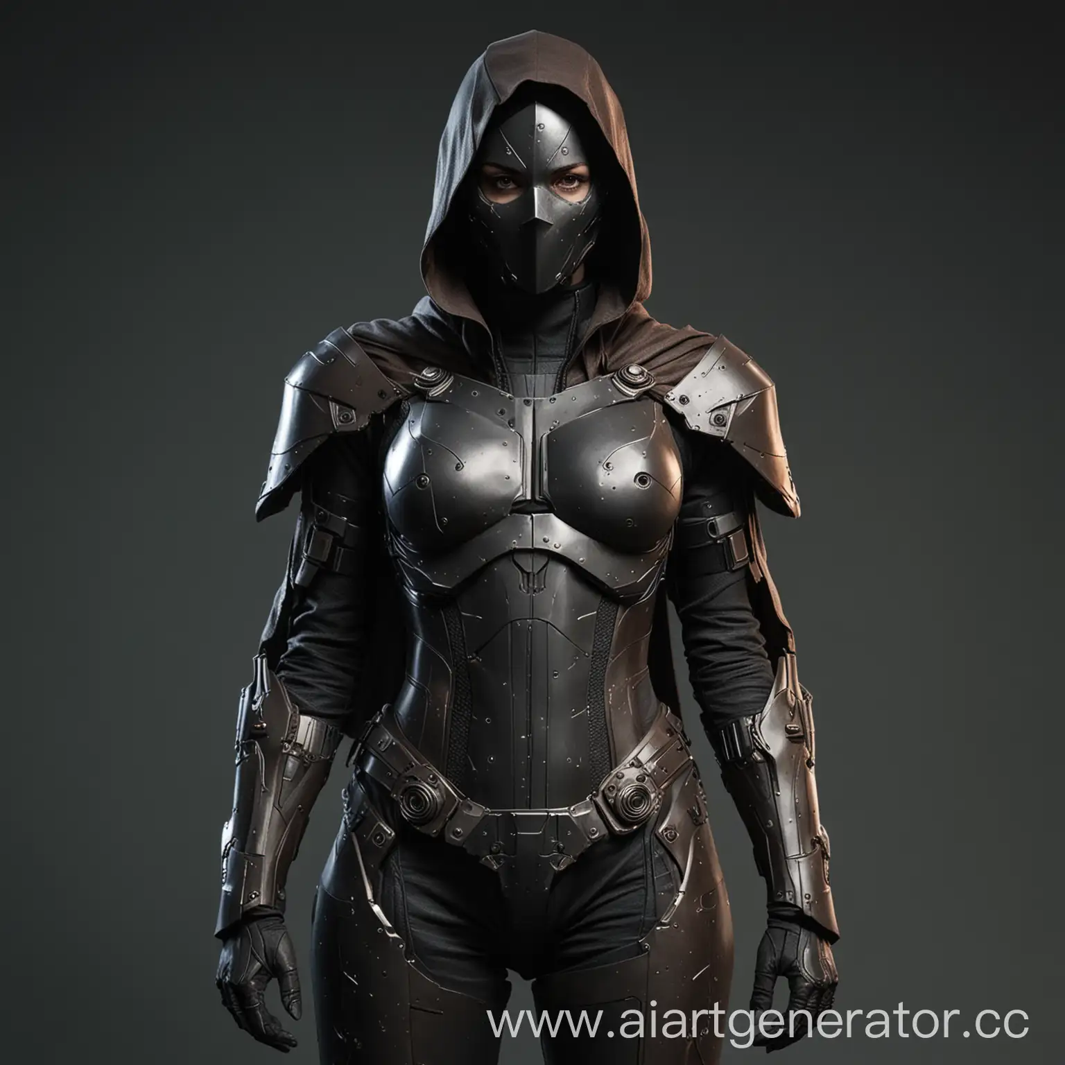 Dark-Technogenic-Armor-Suit-with-Cloak-for-Female-Vigilante
