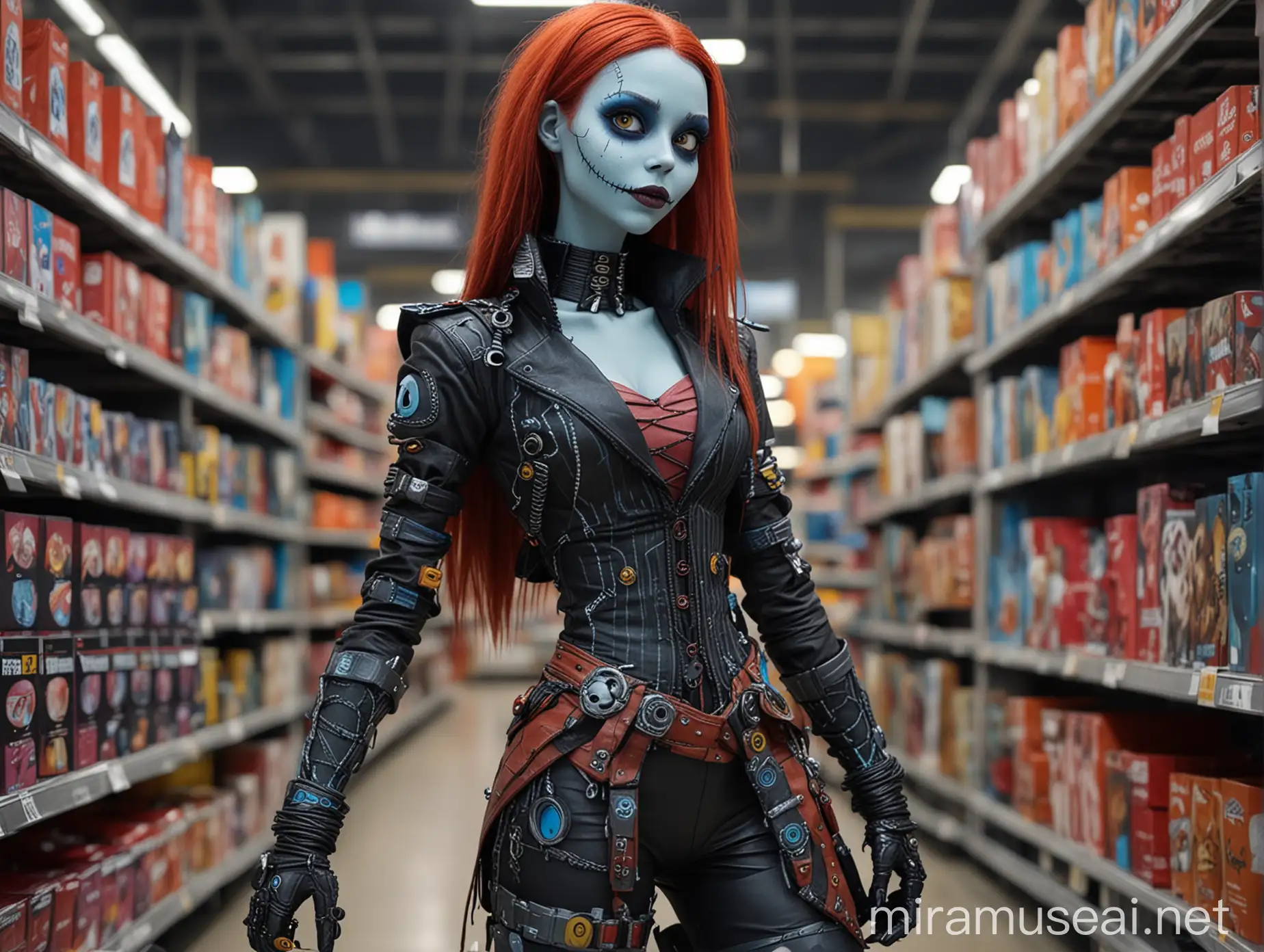 Cyberpunk Sally Shopping at Walmart A Futuristic Twist on Retail Therapy